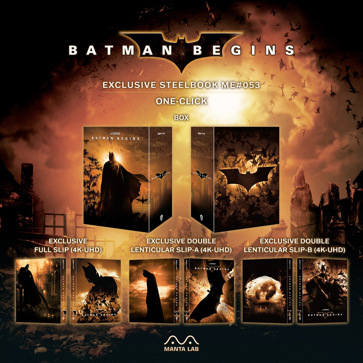 Batman Begins 4K Blu-ray Steelbook Manta Lab Exclusive ME#53 One Click Box Set - PREORDER