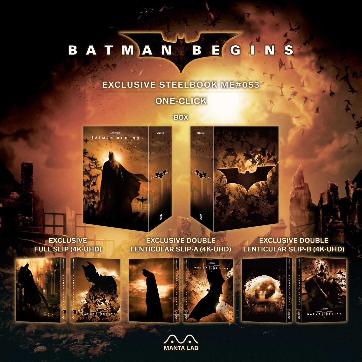 Batman Begins 4K Blu-ray Steelbook Manta Lab Exclusive ME#53 One Click Box Set