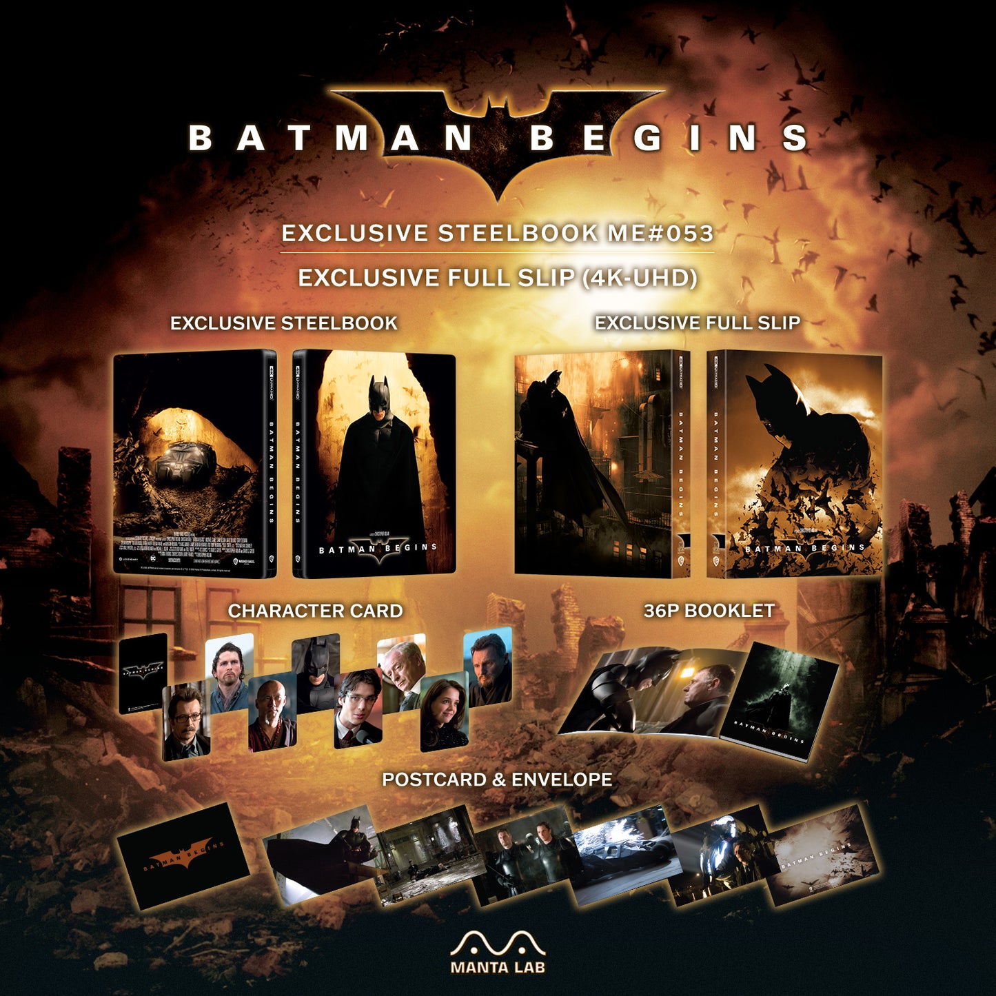 Batman Begins 4K Blu-ray Steelbook Manta Lab Exclusive ME#53 Full Slip