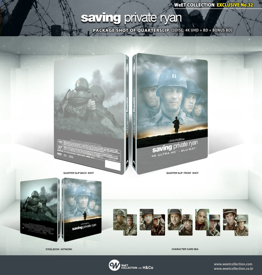 Saving Private Ryan 4K + Blu-ray + Bonus Blu-ray Steelbook WeET Collection Exclusive #32 Quarter Slip C - PREORDER
