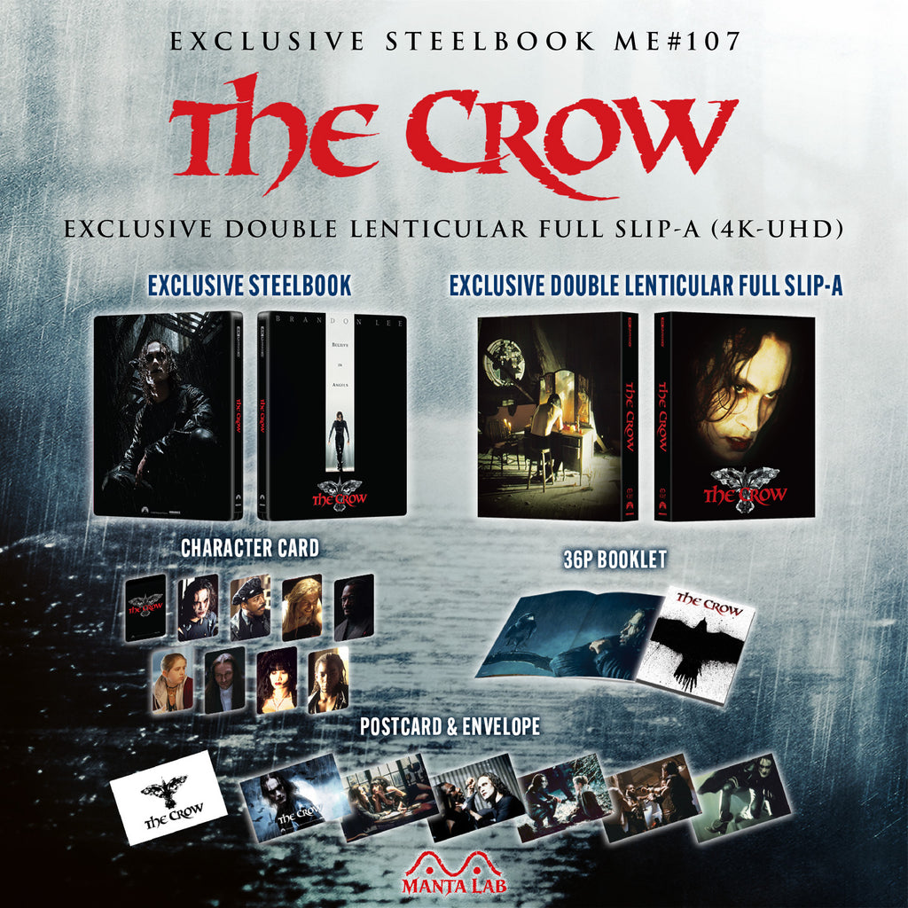 The Crow 4K Blu-ray Steelbook Manta Lab Exclusive ME#107 Double Lenticular Full Slip A - PREORDER