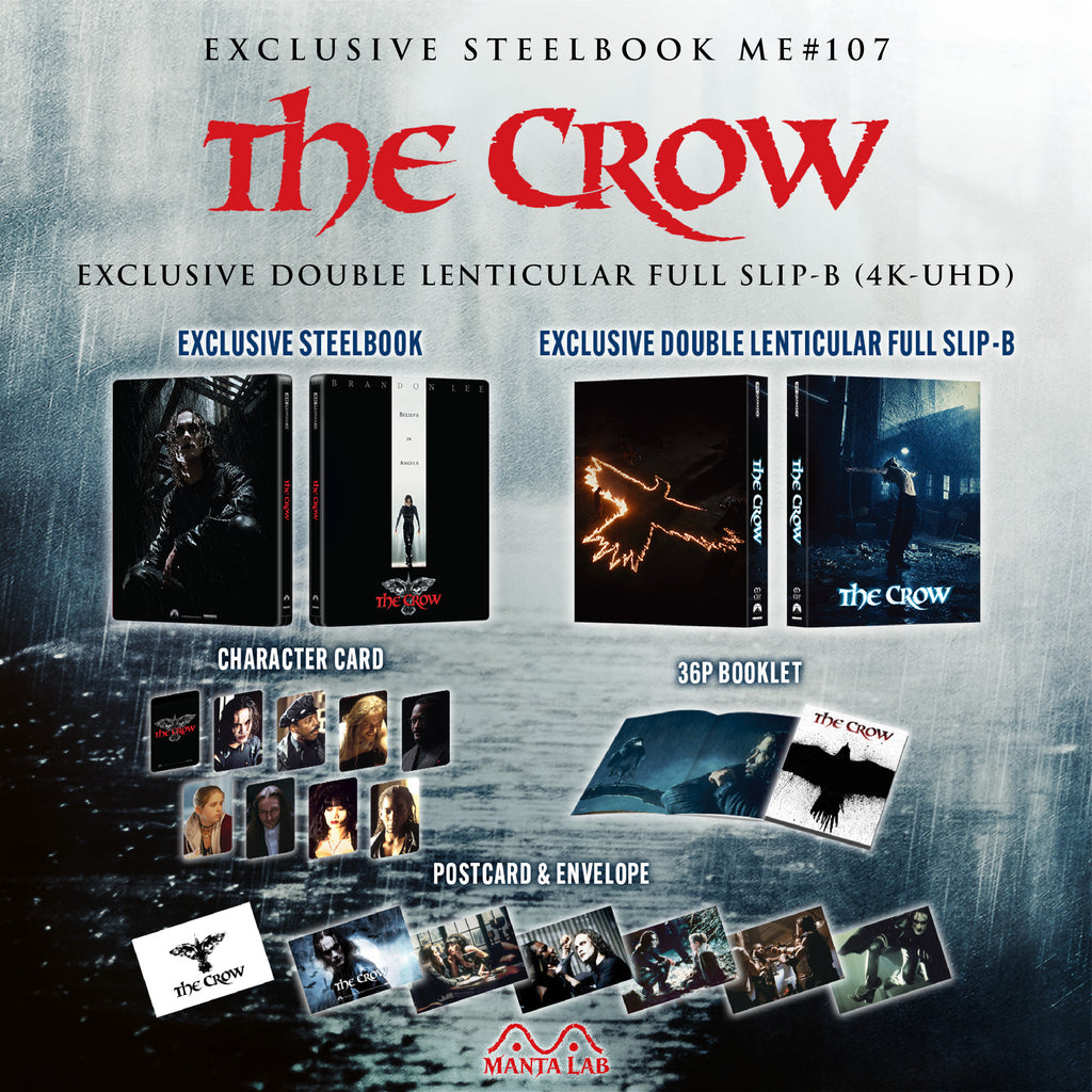 The Crow 4K Blu-ray Steelbook Manta Lab Exclusive ME#107 Double Lenticular Full Slip B - PREORDER