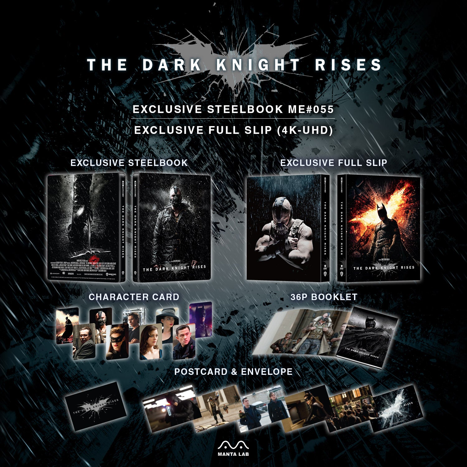 The Dark Knight Rises 4K Blu-ray Steelbook Manta Lab Exclusive ME#55 Full Slip