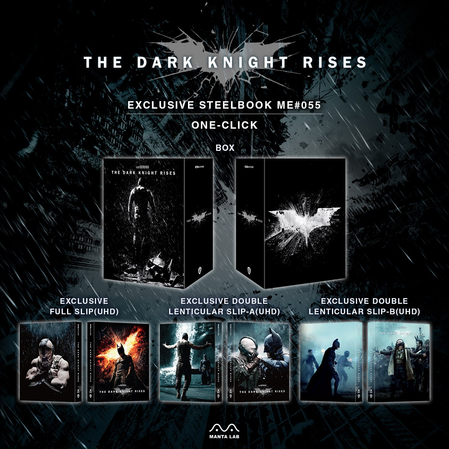 Coffret Steelbook 4K Blu-ray The Dark Knight Rises, édition exclusive Manta Lab ME#55, disponible en un clic