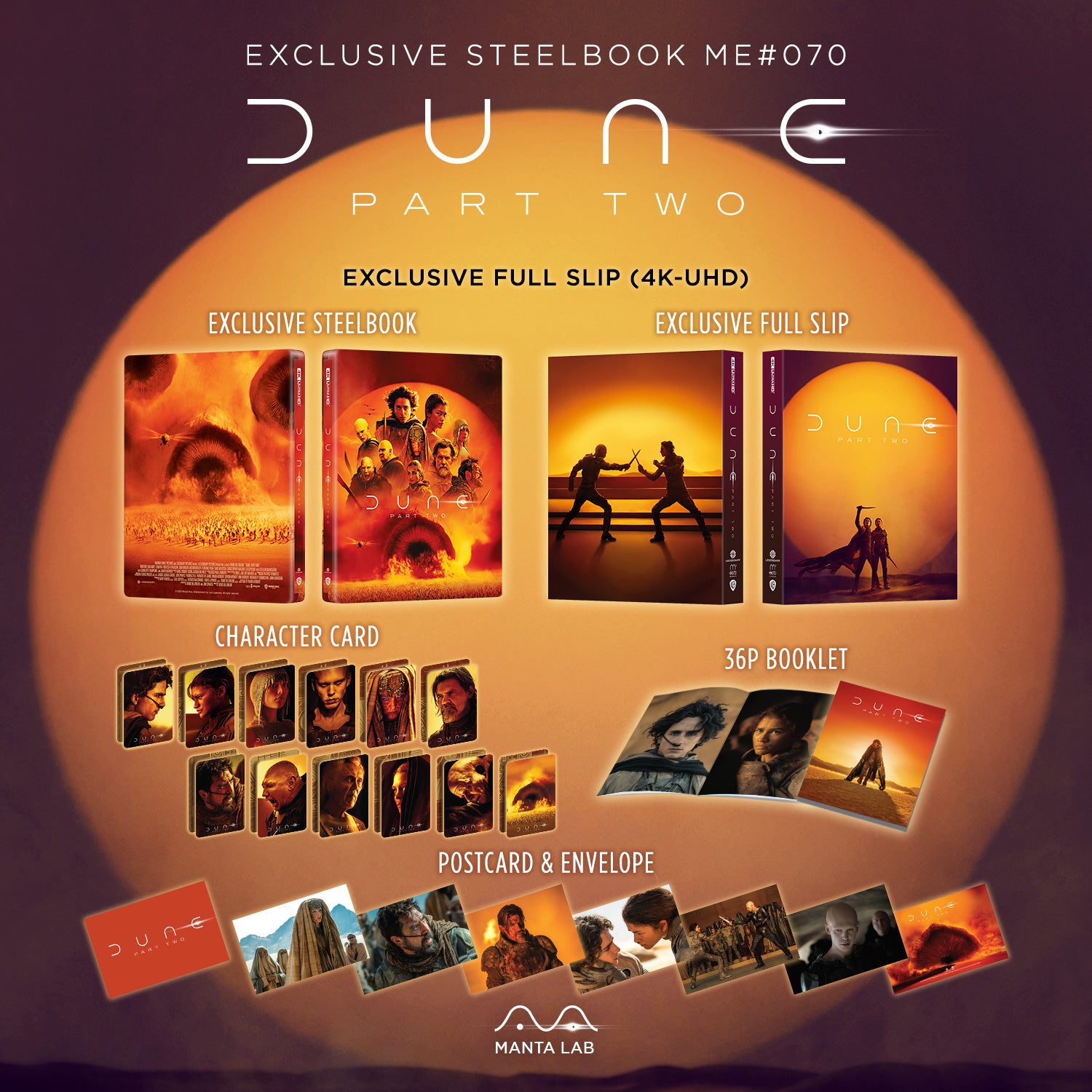 Dune: Part Two 4K Blu-ray Steelbook Manta Lab Exclusive ME#70 Full Slip