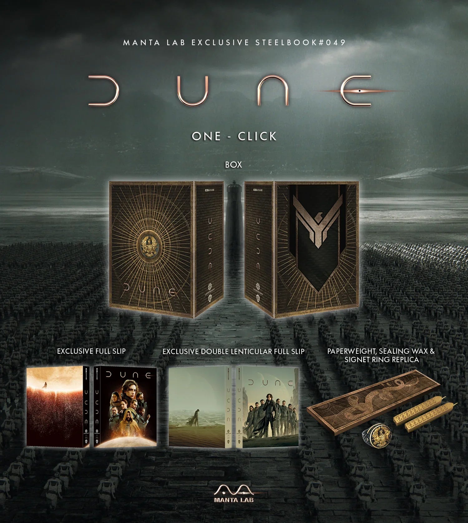 Coffret Steelbook Blu-ray 4K Dune, Collection Manta Lab Exclusive ME#49, One Click #666