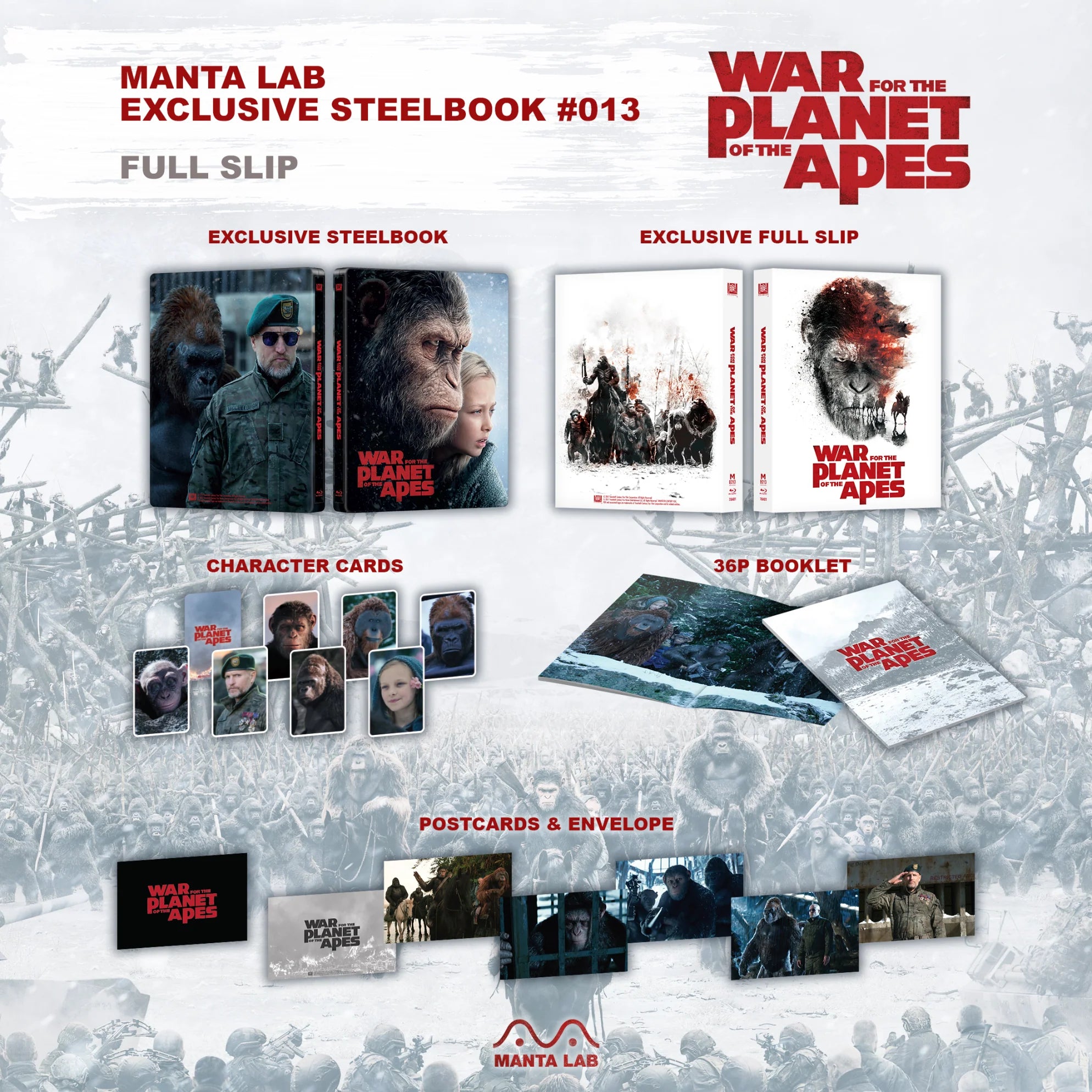 La Guerre de la Planète des Singes 4K Blu-ray Steelbook Manta Lab Exclusive ME#13 Full Slip