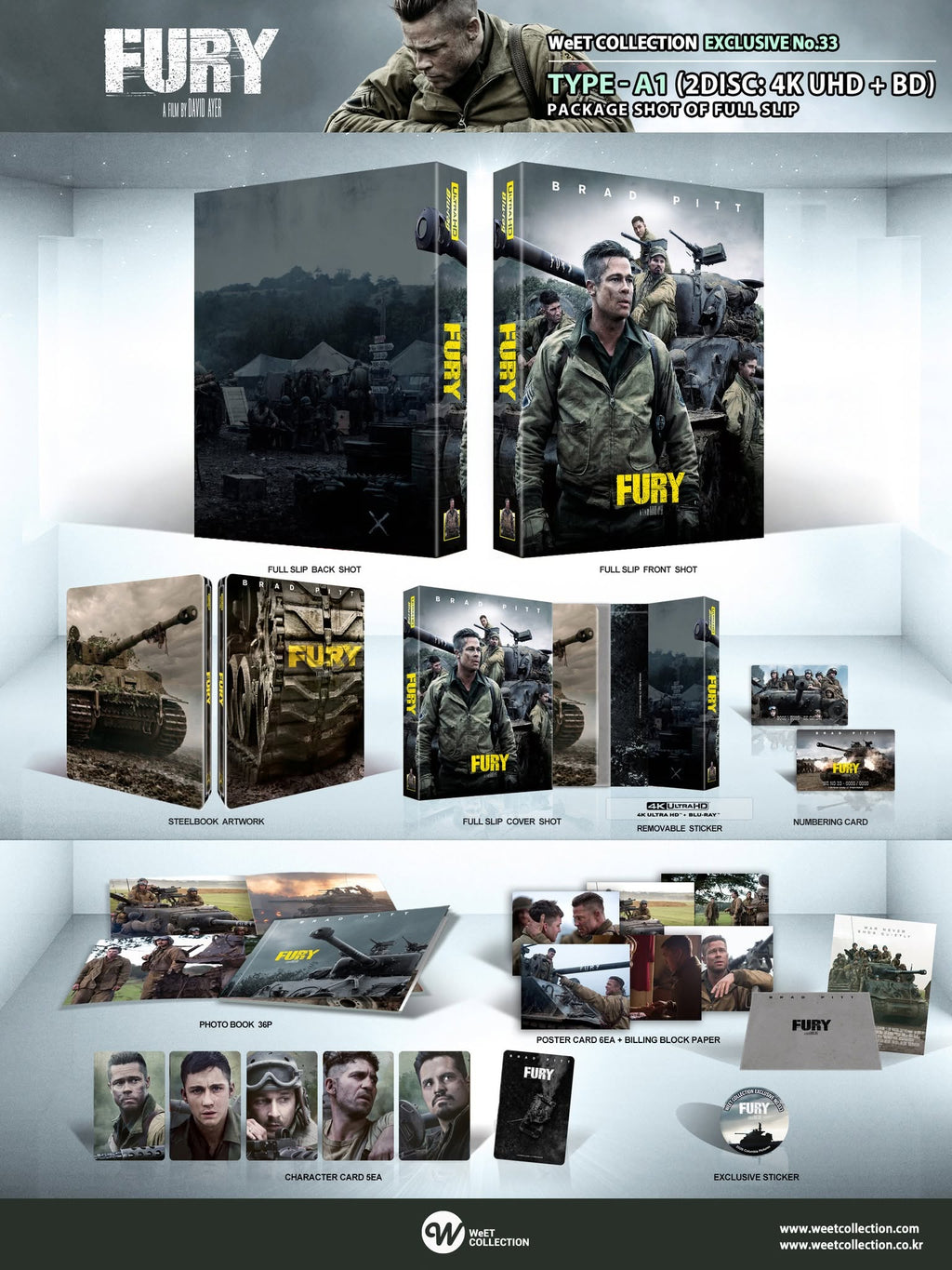 Fury 4K + Blu-ray Steelbook WeET Collection Exclusive #33 Full Slip A1 - PREORDER