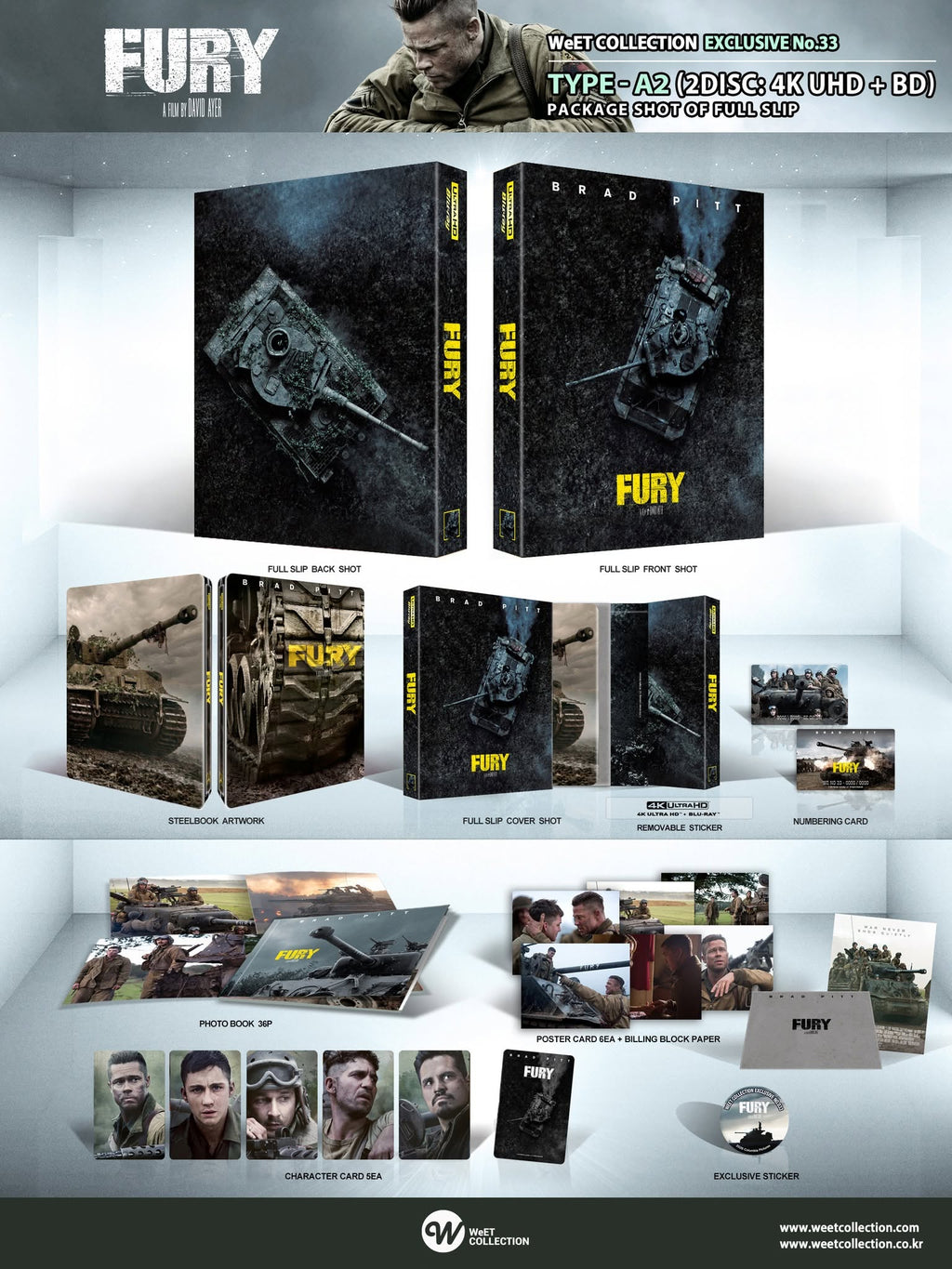 Fury 4K + Blu-ray Steelbook WeET Collection Exclusive #33 Full Slip A2 - PREORDER