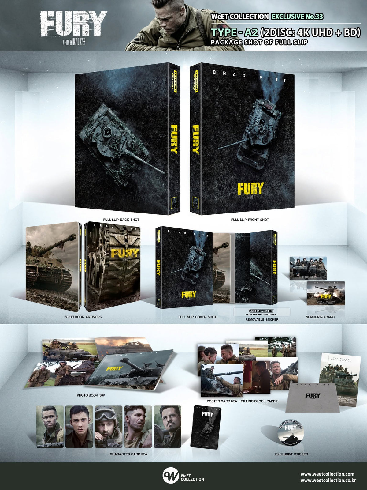 Fury 4K + Blu-ray Steelbook WeET Collection Exclusive #33 Full Slip A2 - PREORDER