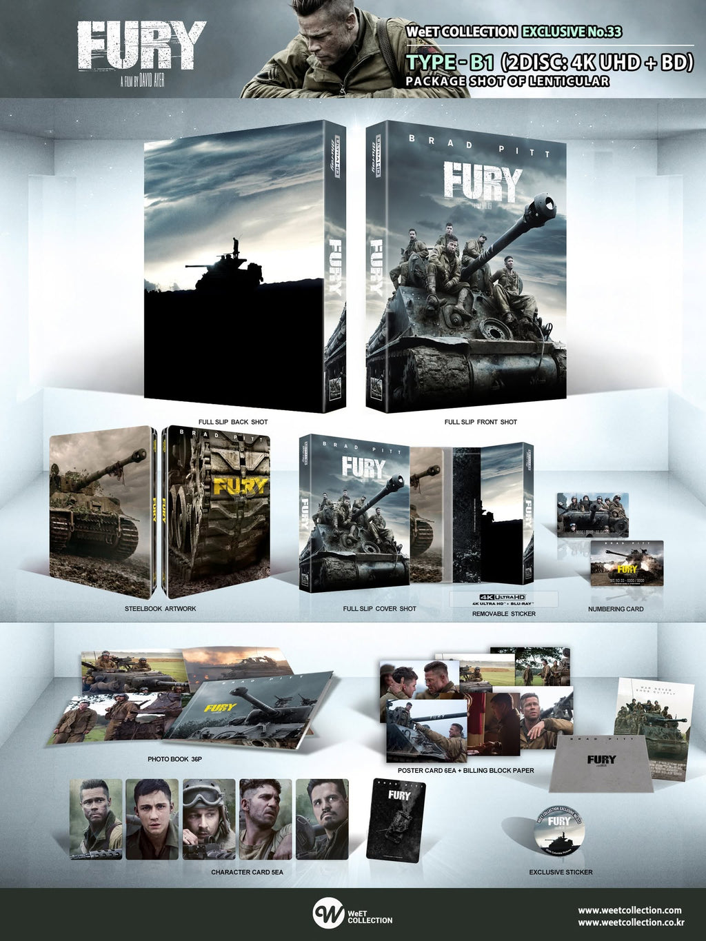 Fury 4K + Blu-ray Steelbook WeET Collection Exclusive #33 One Click Box Set - PREORDER