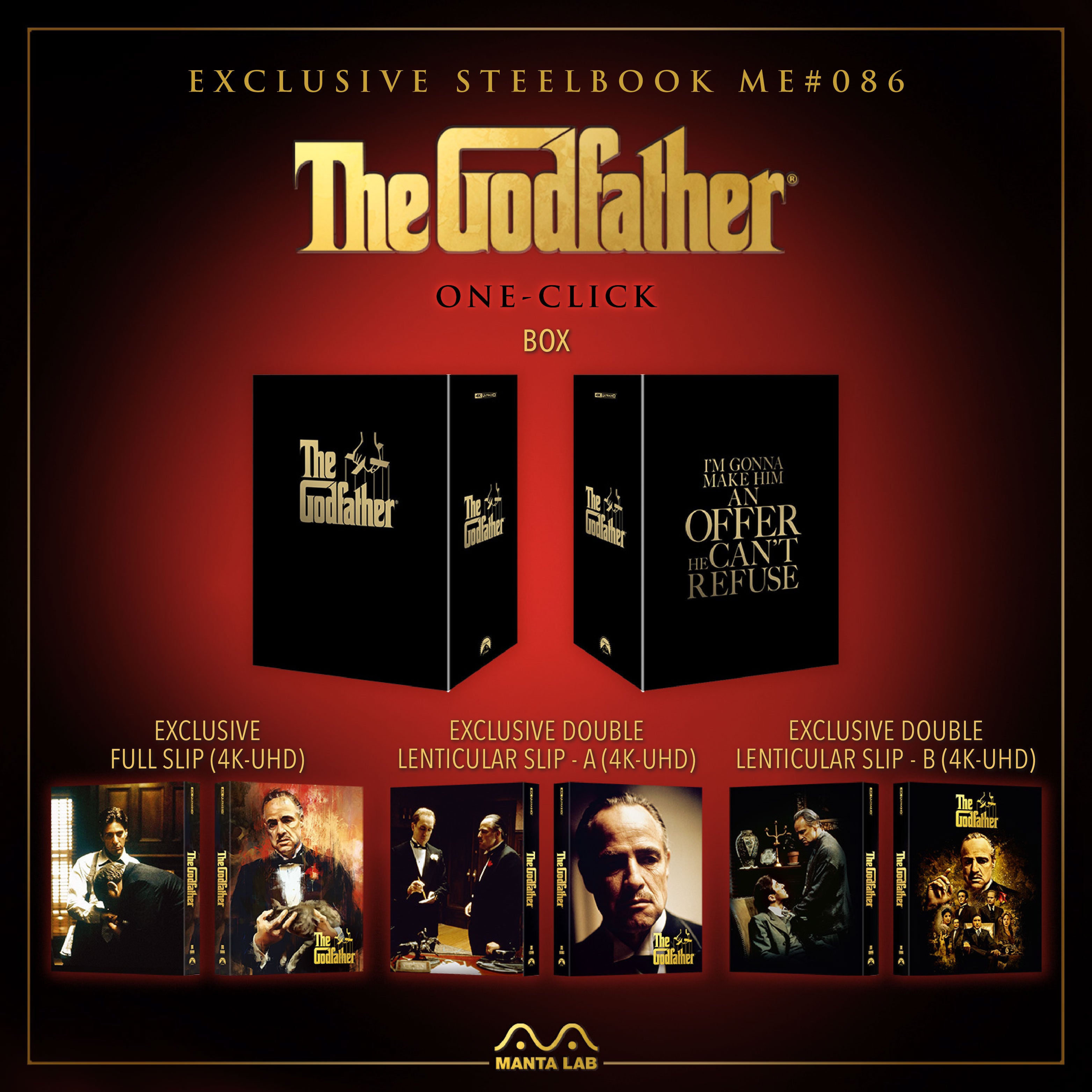 The Godfather 4K Blu-ray Steelbook Manta Lab Exclusive ME#86 One Click Box Set