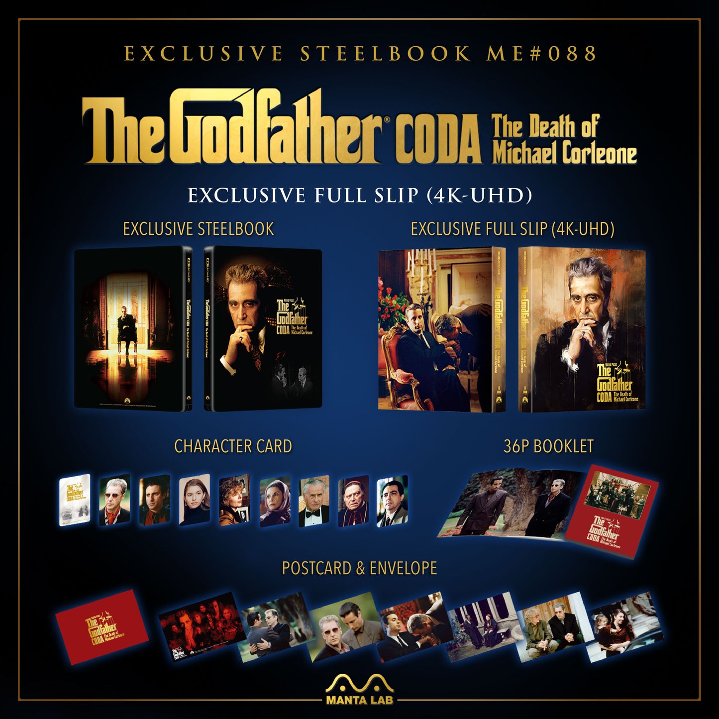 The Godfather Part 3 4K Blu-ray Steelbook Manta Lab Exclusive ME#88 Full Slip - PREORDER