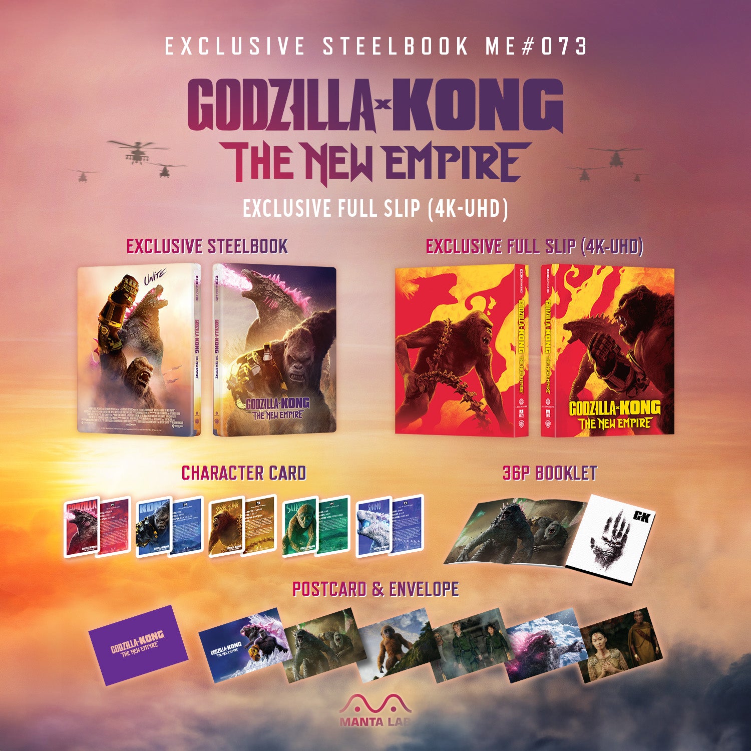 Godzilla x Kong : Le Nouvel Empire 4K UHD Steelbook Manta Lab Exclusive ME#73 Full Slip