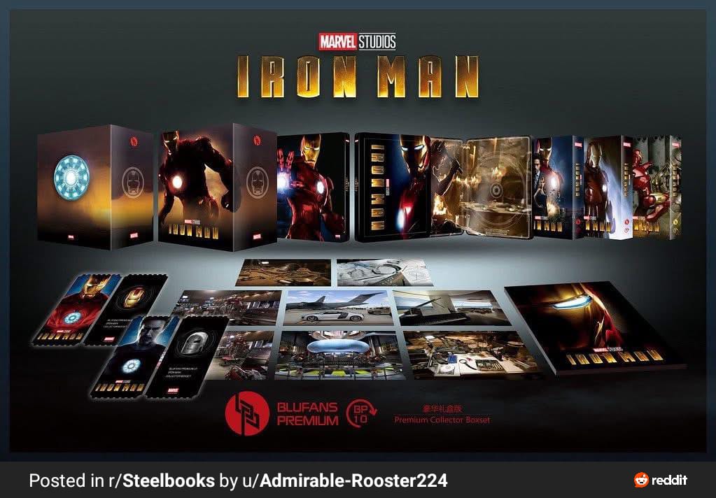 Iron Man Trilogy Steelbook Blufans Premium BP#10,11,12 One Click Box Set (Discless)