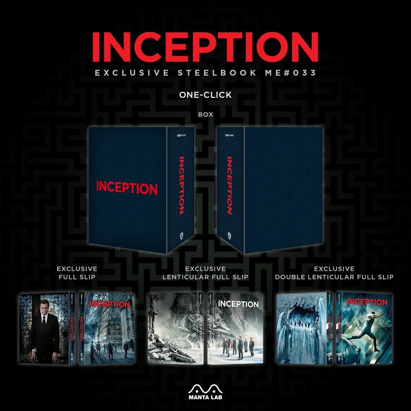 Inception 4K Blu-ray Steelbook Manta Lab Exclusive ME#33 One Click Box Set