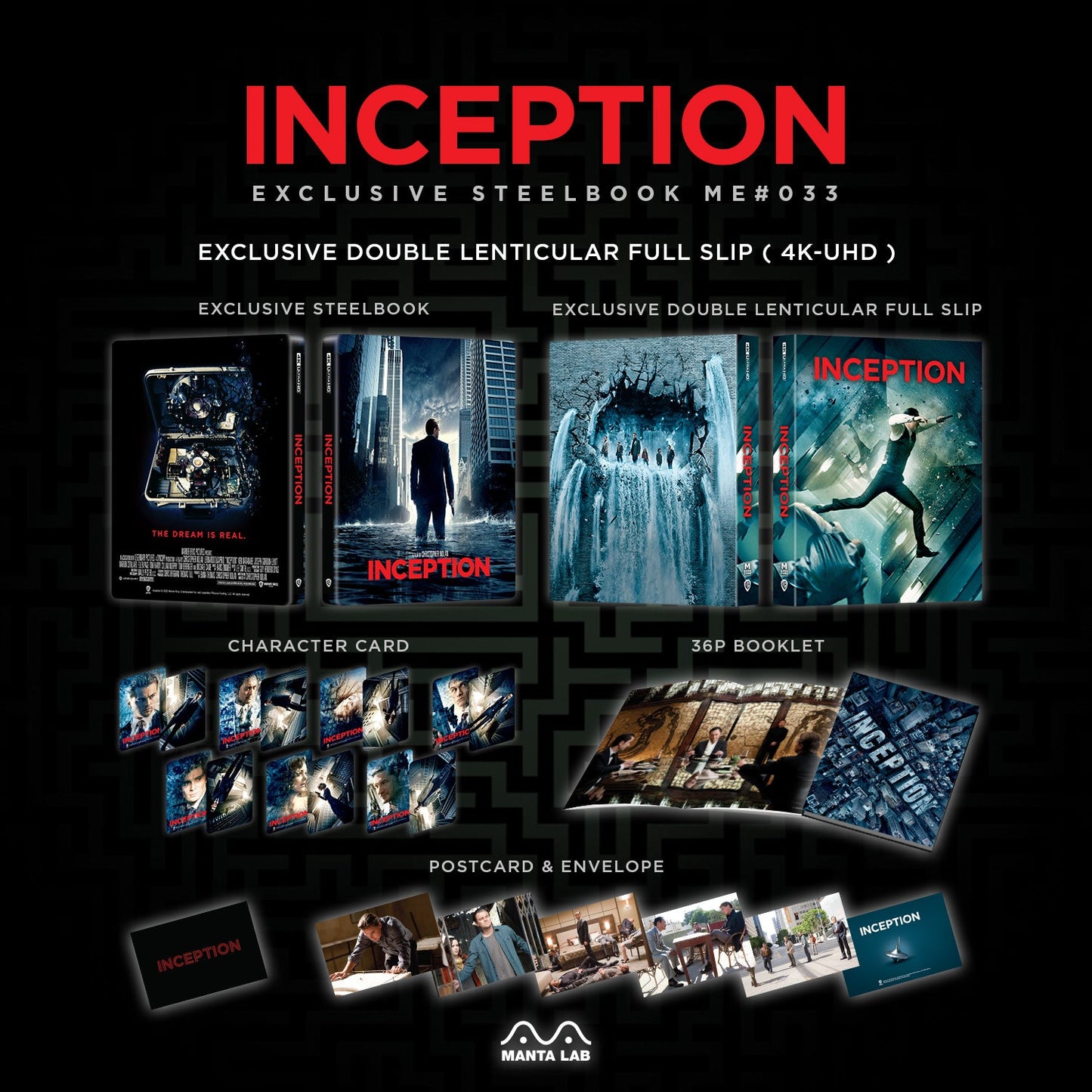 Inception 4K Blu-ray Steelbook Manta Lab Exclusive ME#33 One Click Box Set