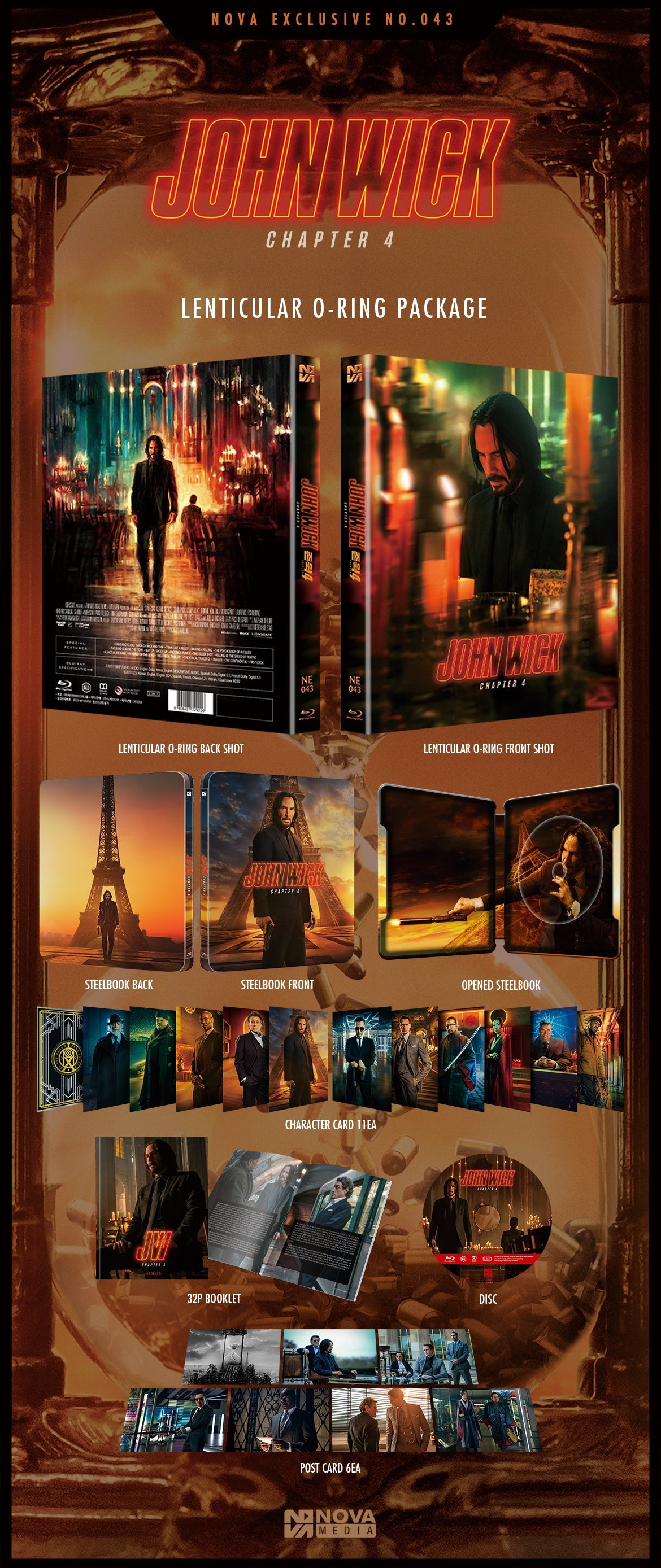 John Wick: Chapter 4 Blu-ray Steelbook NOVA MEDIA Exclusive No.43 Lenticular Slip