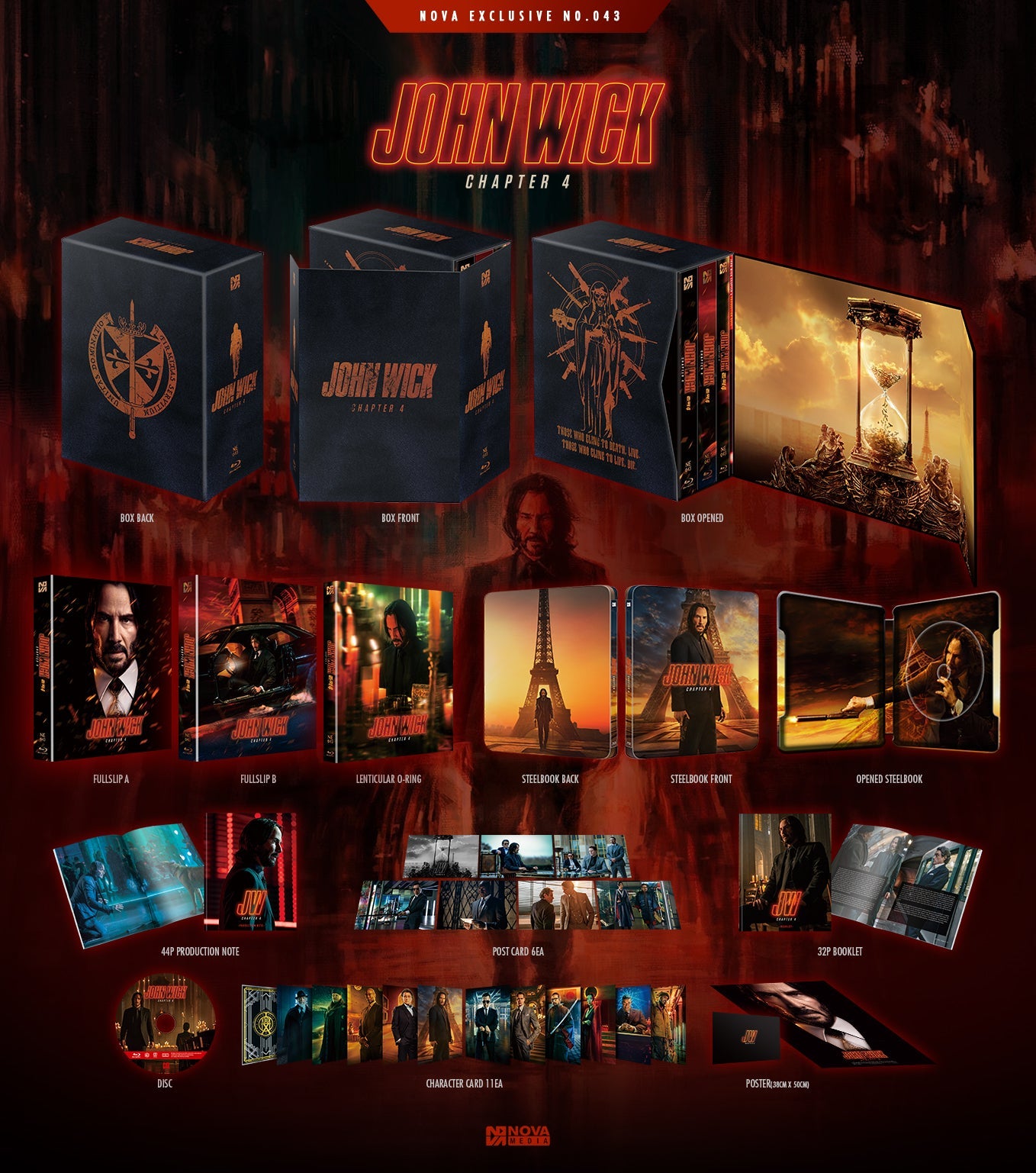 John Wick: Chapter 4 Blu-ray Steelbook NOVA MEDIA Exclusive No.43 One Click Box Set