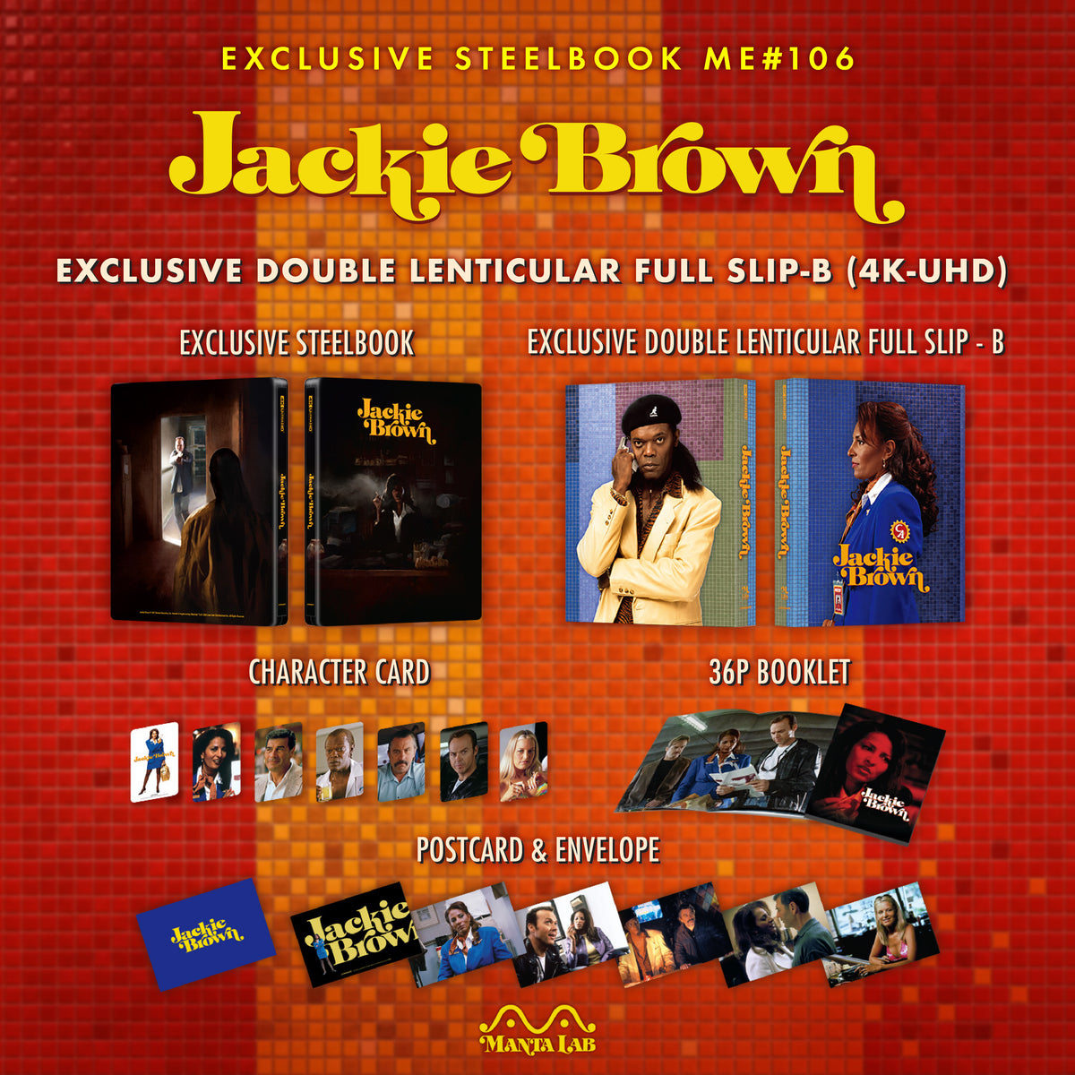Jackie Brown 4K Blu-ray Steelbook Manta Lab Exclusive ME#106 Double Lenticular Full Slip B - PREORDER