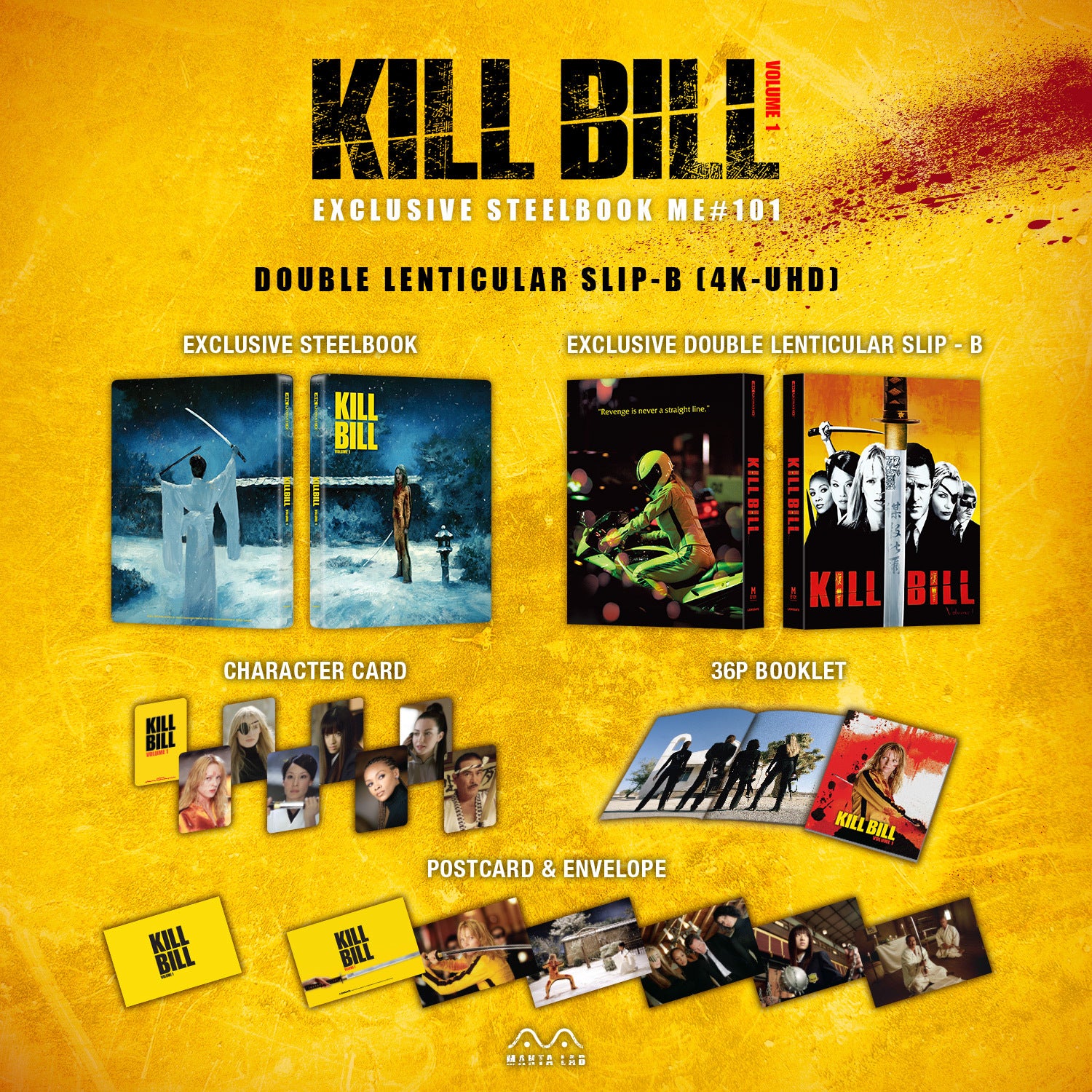 Kill Bill Vol.1 4K Blu-ray Steelbook Manta Lab Exclusive ME#101 Double Lenticular Full Slip B - PREORDER
