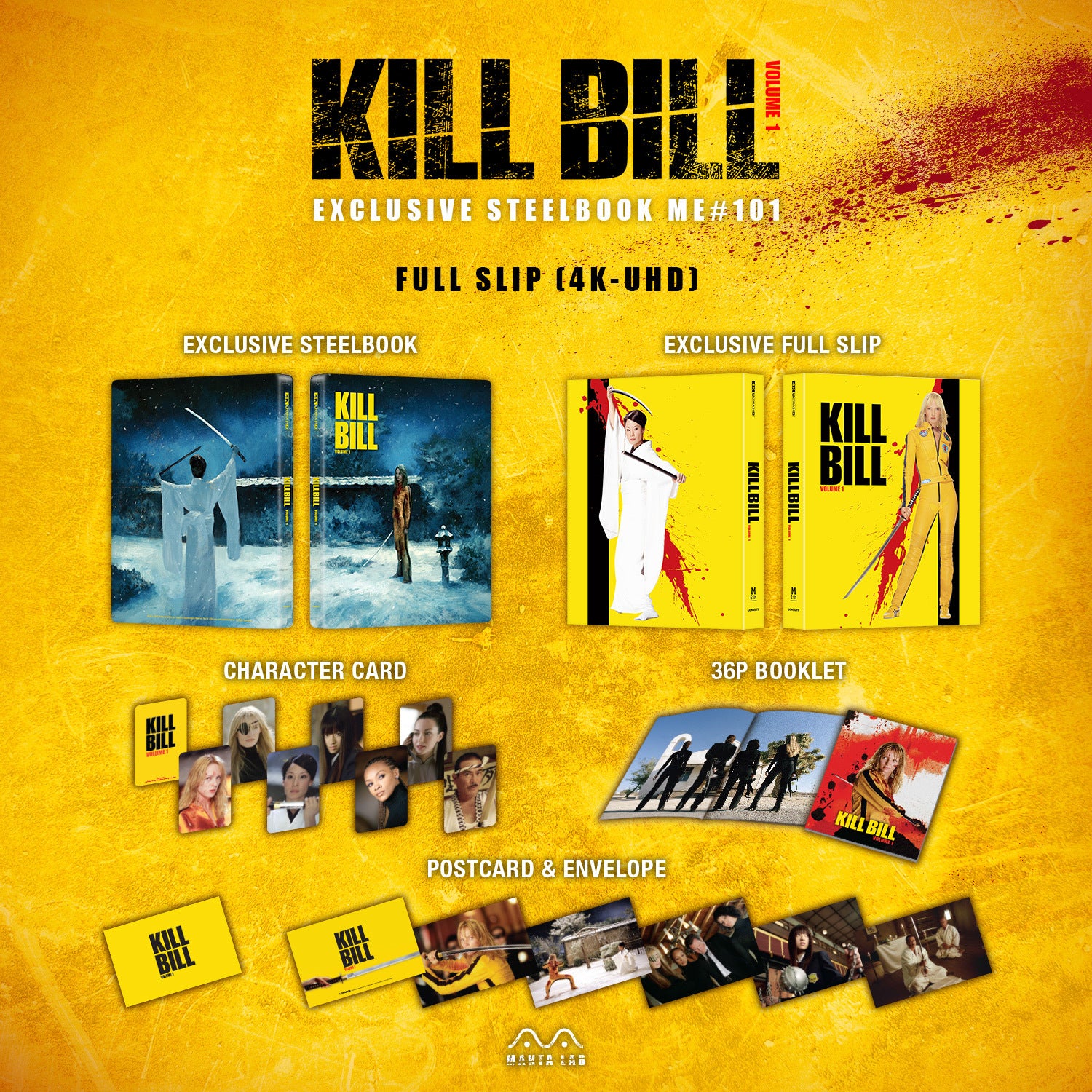 Kill Bill Vol.1 4K Blu-ray Steelbook Manta Lab Exclusive ME#101 Full Slip - PREORDER