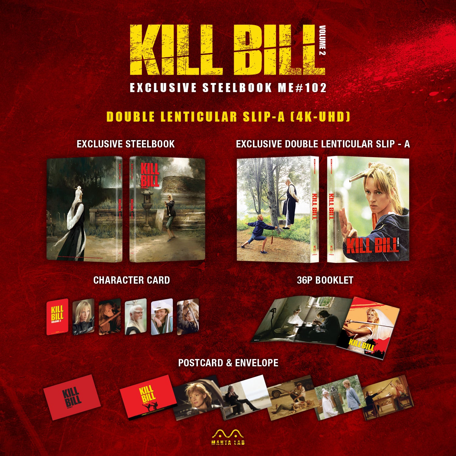 Kill Bill Vol.2 4K Blu-ray Steelbook Manta Lab Exclusive ME#102 Double Lenticular Full Slip A - PREORDER