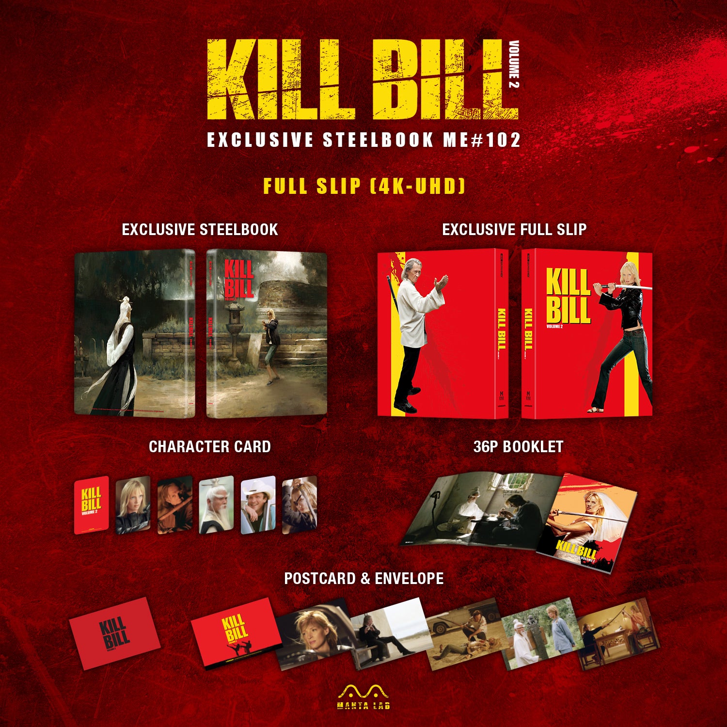 Kill Bill Vol.2 4K Blu-ray Steelbook Manta Lab Exclusive ME#102