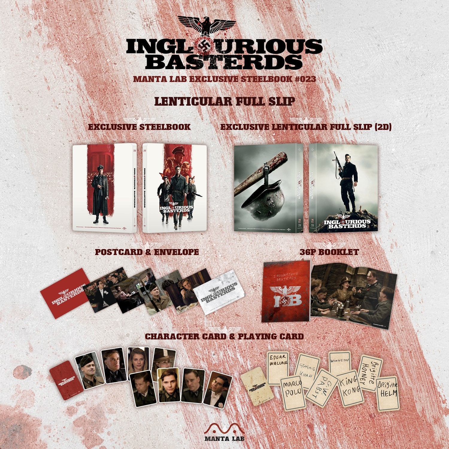 Inglourious Basterds Blu-ray Steelbook Manta Lab Exclusive ME#23 Pochette lenticulaire