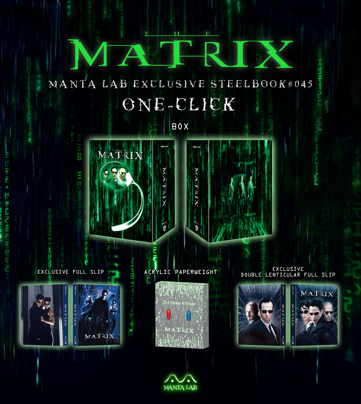 The Matrix 4K Blu-ray Steelbook Manta Lab Exclusive ME#45 One Click Bo ...