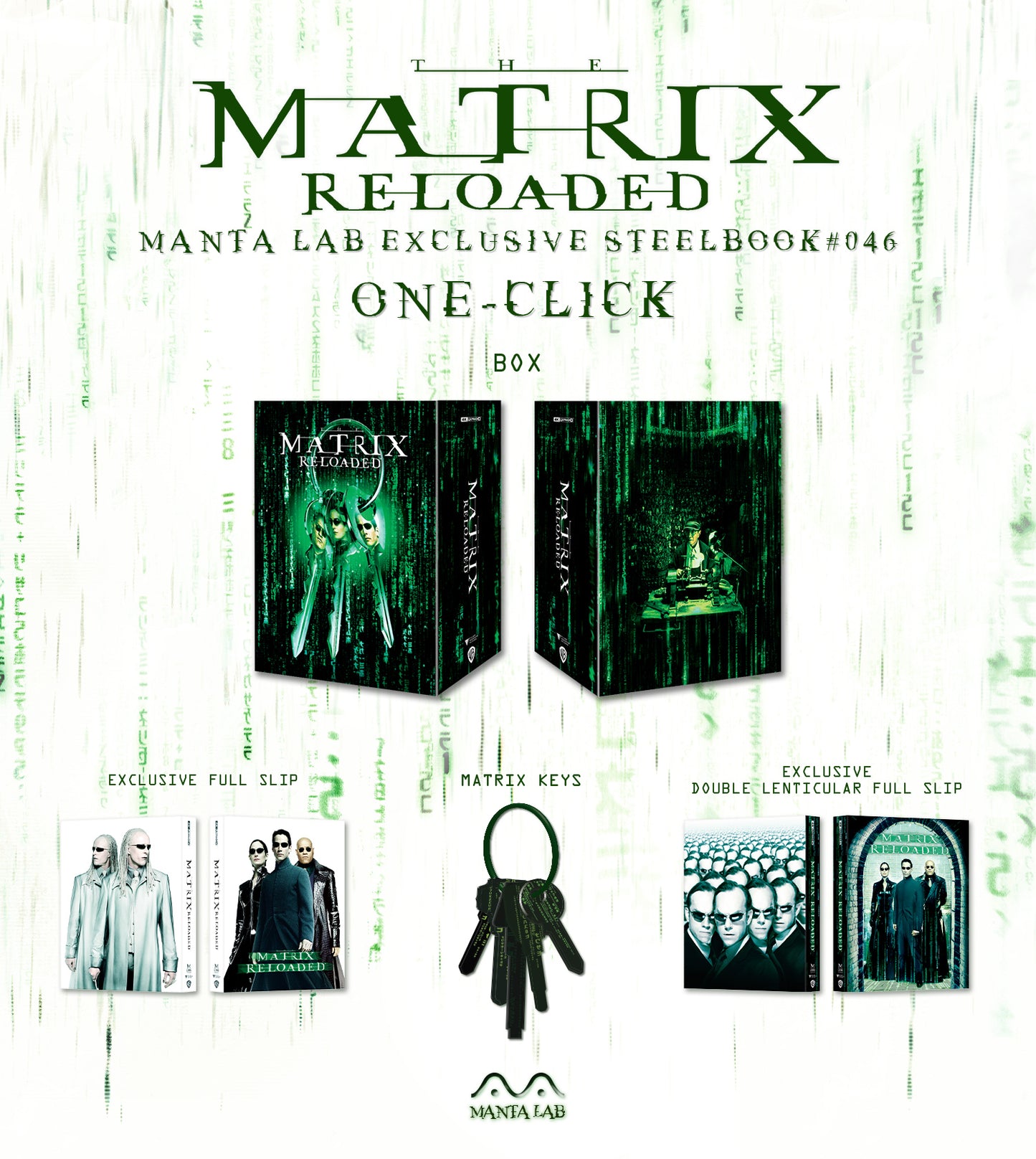 The Matrix Reloaded 4K Blu-ray Steelbook Manta Lab Exclusive ME#46 One