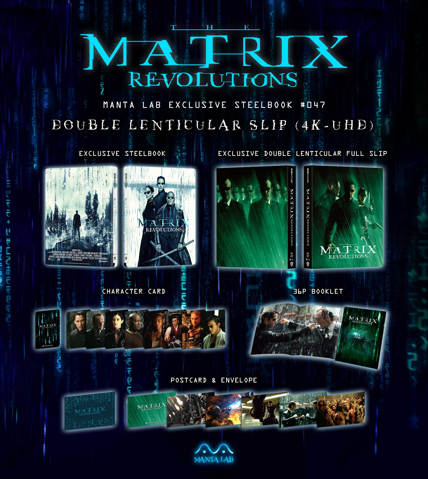 The Matrix Revolutions 4K Blu-ray Steelbook Manta Lab Exclusive ME#47 HDN GB Pre-Order Double Lenticular Slip
