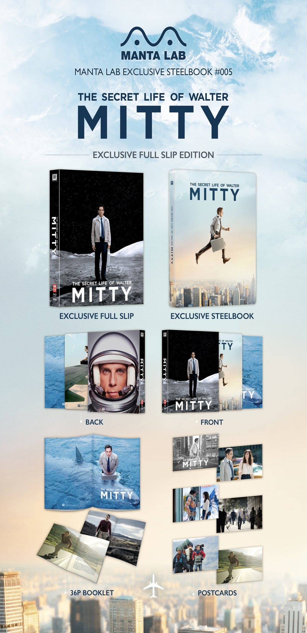 The Secret Life Of Walter Mitty Blu-ray Steelbook Manta Lab Exclusive ME#05 One Click Box Set *LOW NUMBER #007*