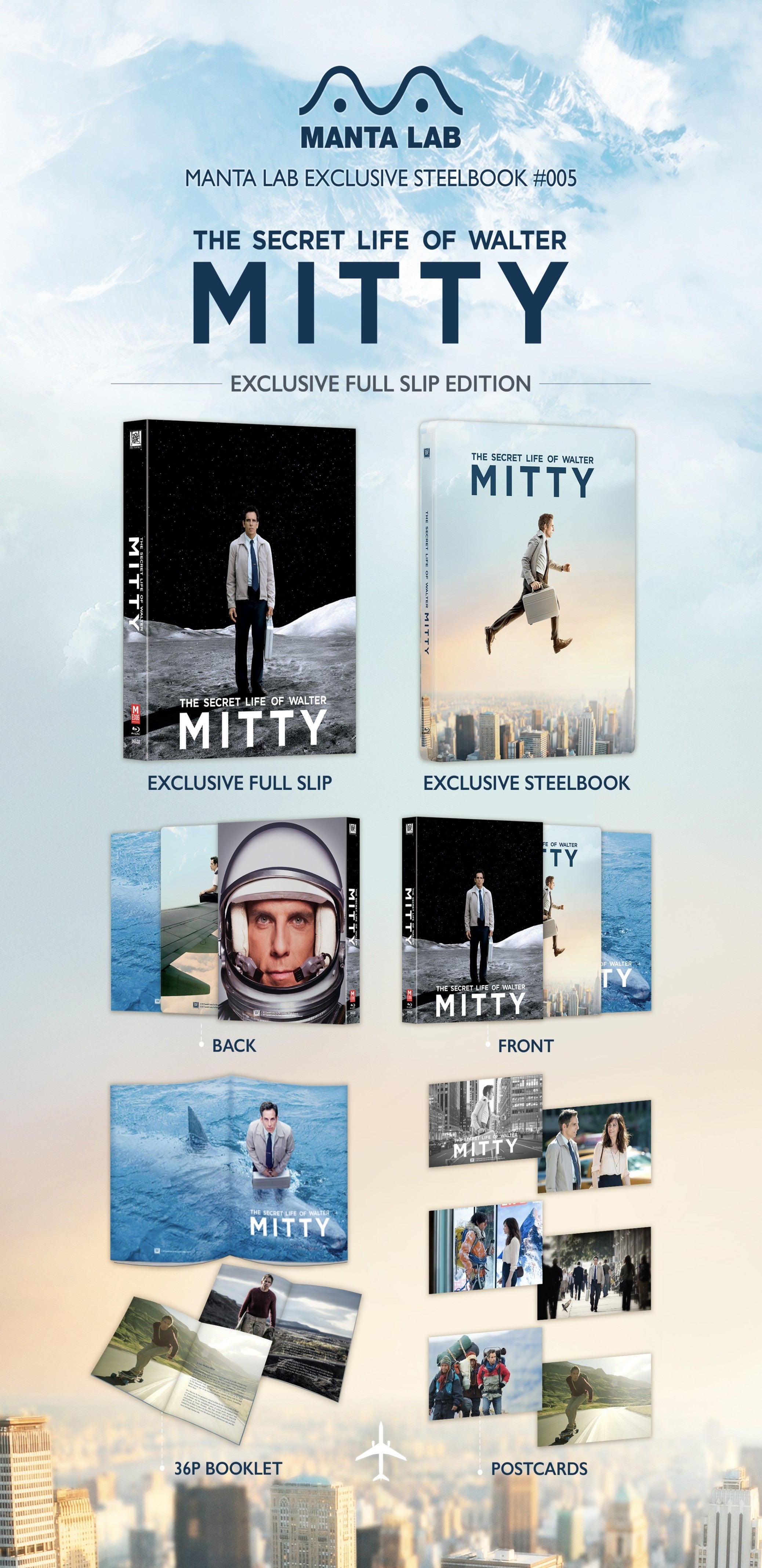 The Secret Life Of Walter Mitty Blu-ray Steelbook Manta Lab Exclusive ME#05 One Click Box Set *LOW NUMBER #007*