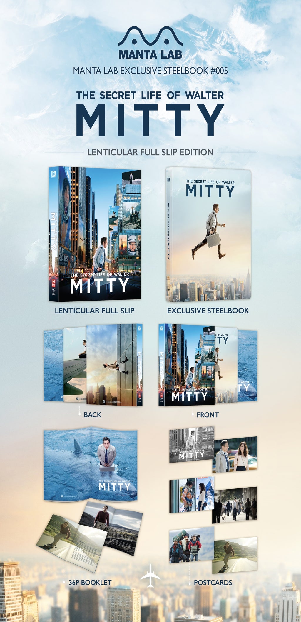 The Secret Life Of Walter Mitty Blu-ray Steelbook Manta Lab Exclusive ME#05 One Click Box Set *LOW NUMBER #007*