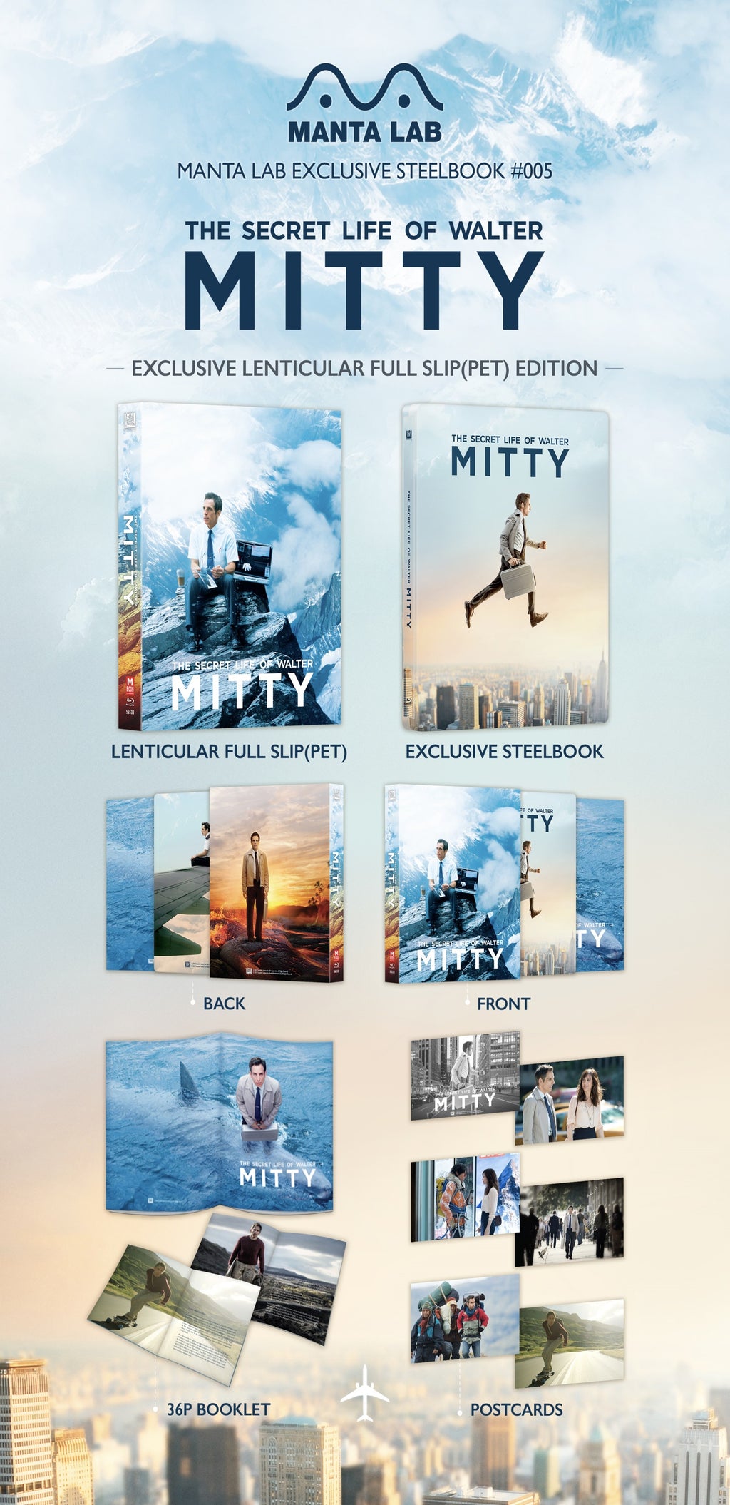 The Secret Life Of Walter Mitty Blu-ray Steelbook Manta Lab Exclusive ME#05 One Click Box Set *LOW NUMBER #007*