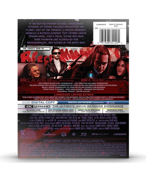 Repo! The Genetic Opera 4K Blu-ray Steelbook (4K Ultra HD + Blu-ray + Digital) - PREORDER