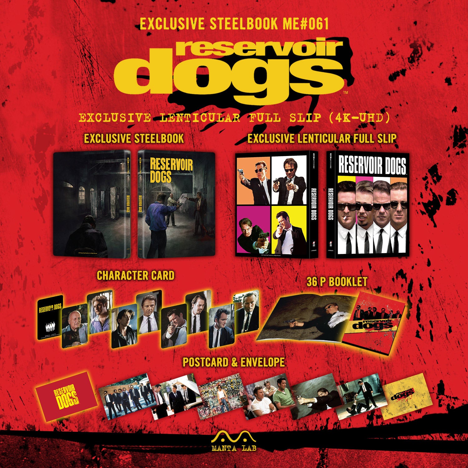 Reservoir Dogs 4K Blu-ray Steelbook Manta Lab Exclusive ME#61 Pochette lenticulaire