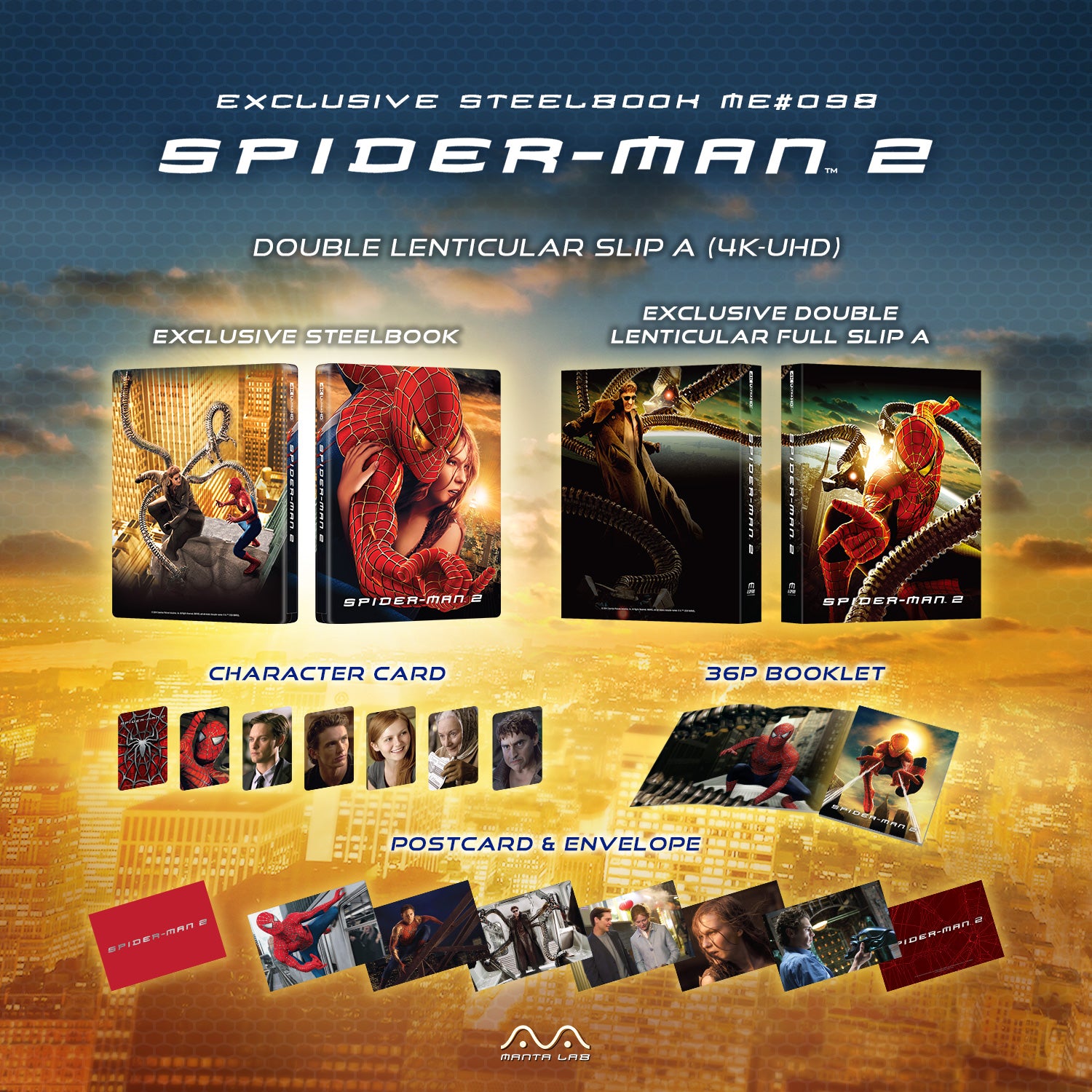 Spider-Man 2 4K Blu-ray Steelbook Manta Lab Exclusive ME#98 Double