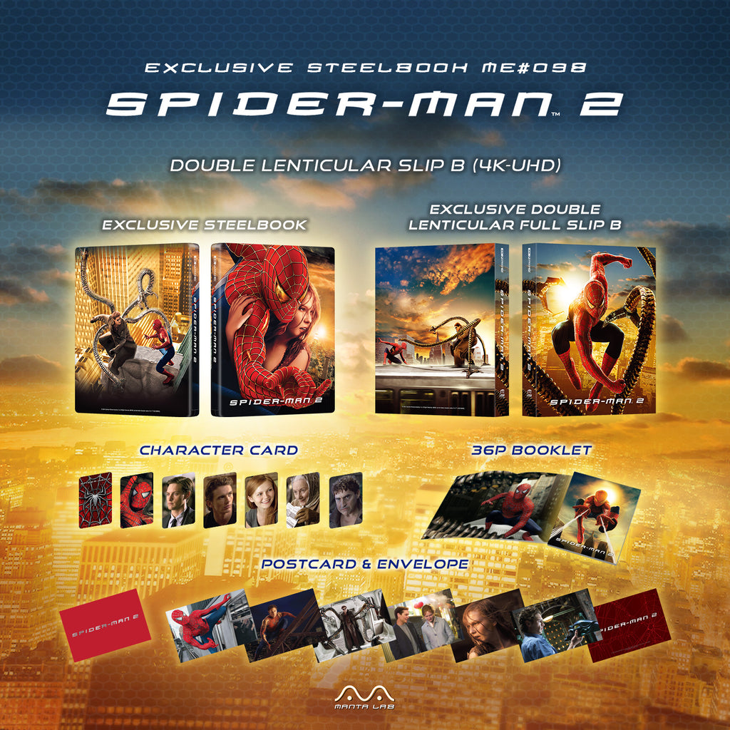 Spider-Man 2 4K Blu-ray Steelbook Manta Lab Exclusive ME#98 Double Lenticular Full Slip B - PREORDER