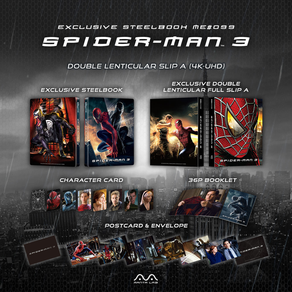 Spider-Man 3 4K Blu-ray Steelbook Manta Lab Exclusive ME#99 One Click Box Set - PREORDER
