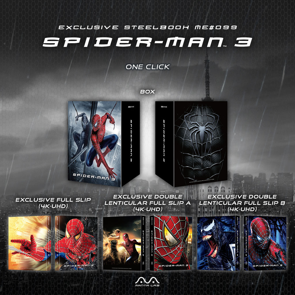 Spider-Man 3 4K Blu-ray Steelbook Manta Lab Exclusive ME#99 One Click Box Set - PREORDER