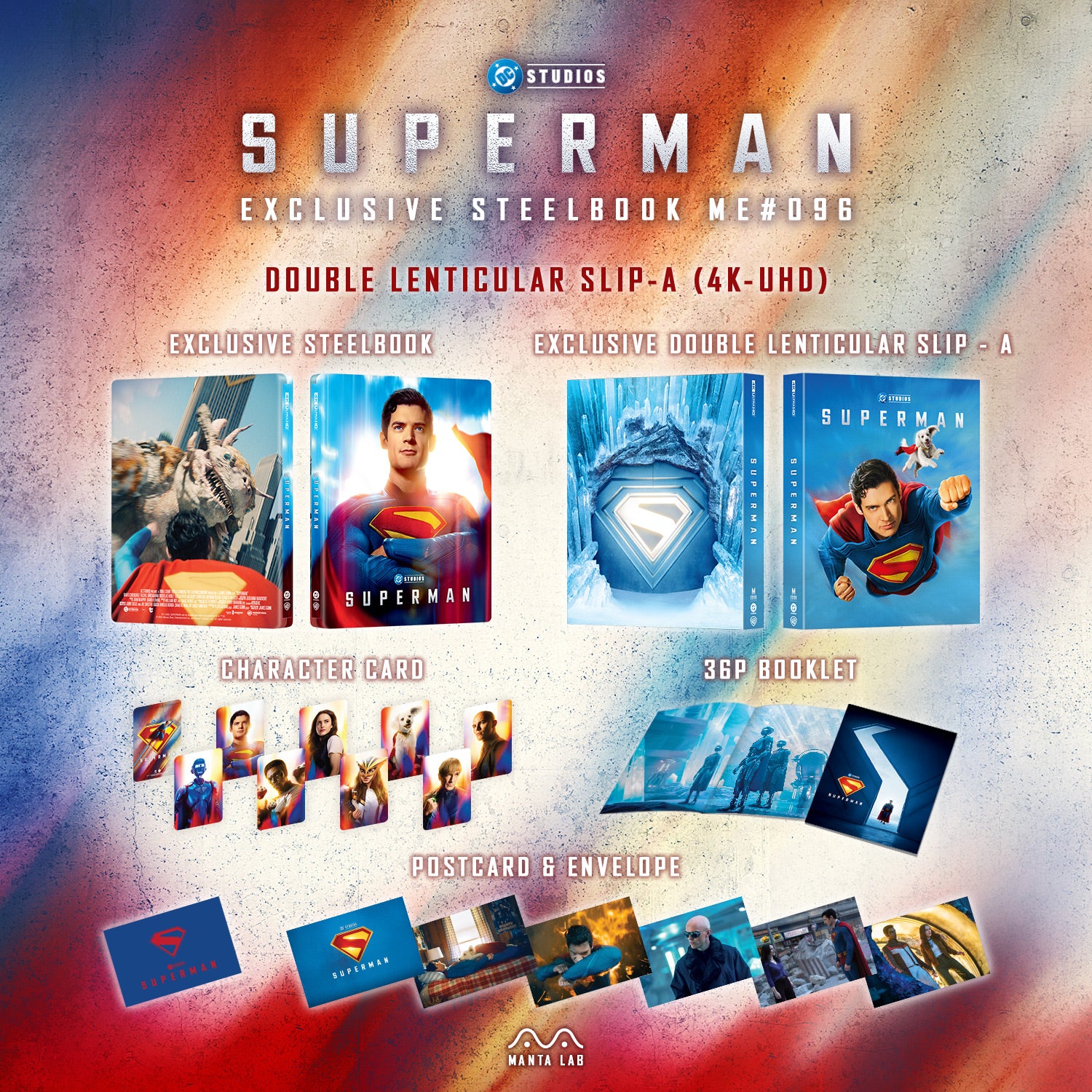 Superman 4K Blu-ray Steelbook Manta Lab Exclusive ME#96 Double Lenticulaire Full Slip A - PRÉCOMMANDE