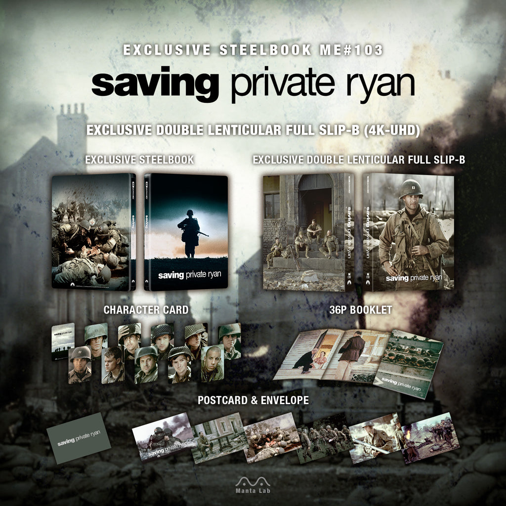 Saving Private Ryan 4K Blu-ray Steelbook Manta Lab Exclusive ME#103 Double Lenticular Full Slip B - PREORDER