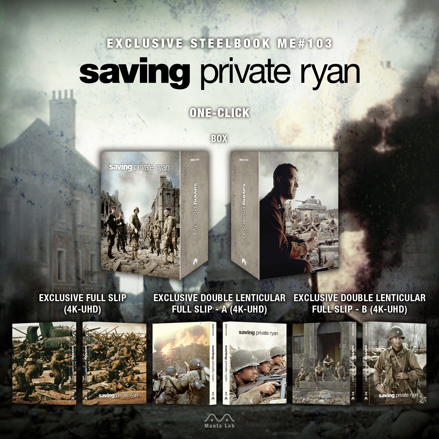 Saving Private Ryan 4K Blu-ray Steelbook Manta Lab Exclusive ME#103 One Click Box Set - PREORDER