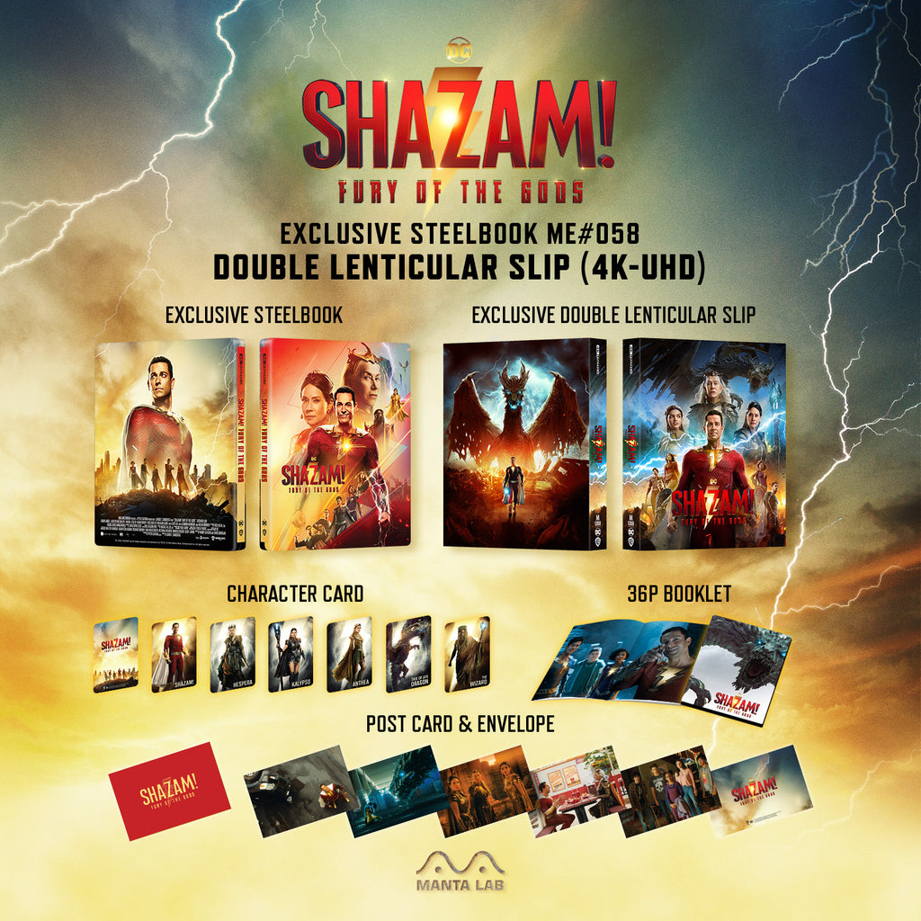 Shazam! Fury of The Gods 4K Blu-ray Steelbook Manta Lab Exclusive ME#58 HDN GB Pre-Order Double Lenticular Slip