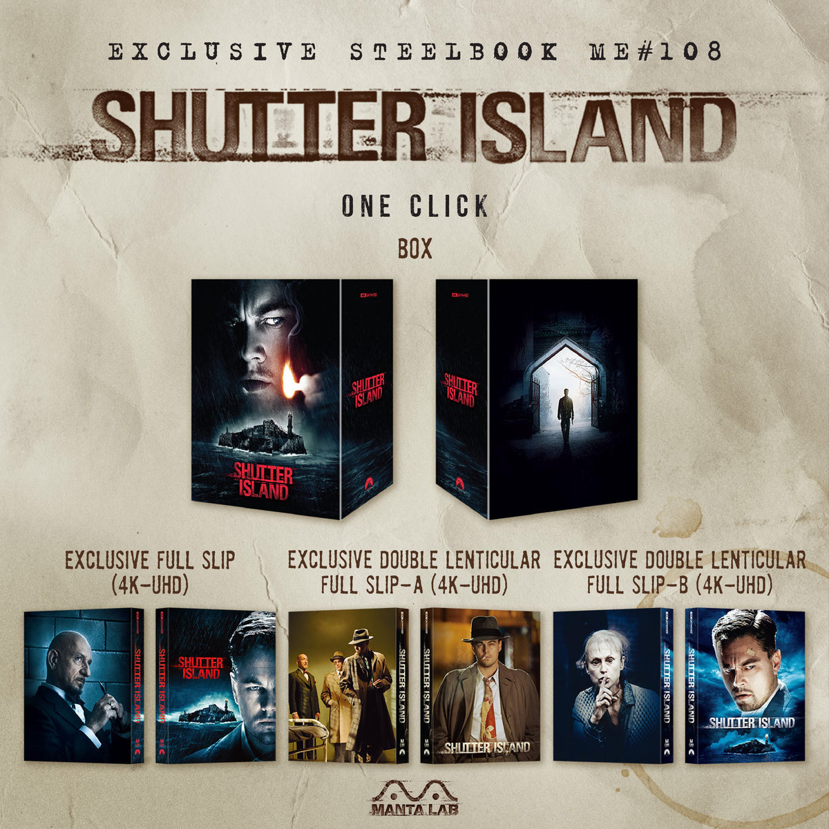 Shutter Island 4K Blu-ray Steelbook Manta Lab Exclusive ME#108 One Click Box Set - PREORDER