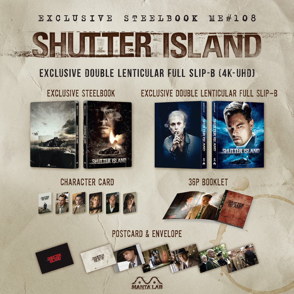 Shutter Island 4K Blu-ray Steelbook Manta Lab Exclusive ME#108 Double Lenticular Full Slip B - PREORDER