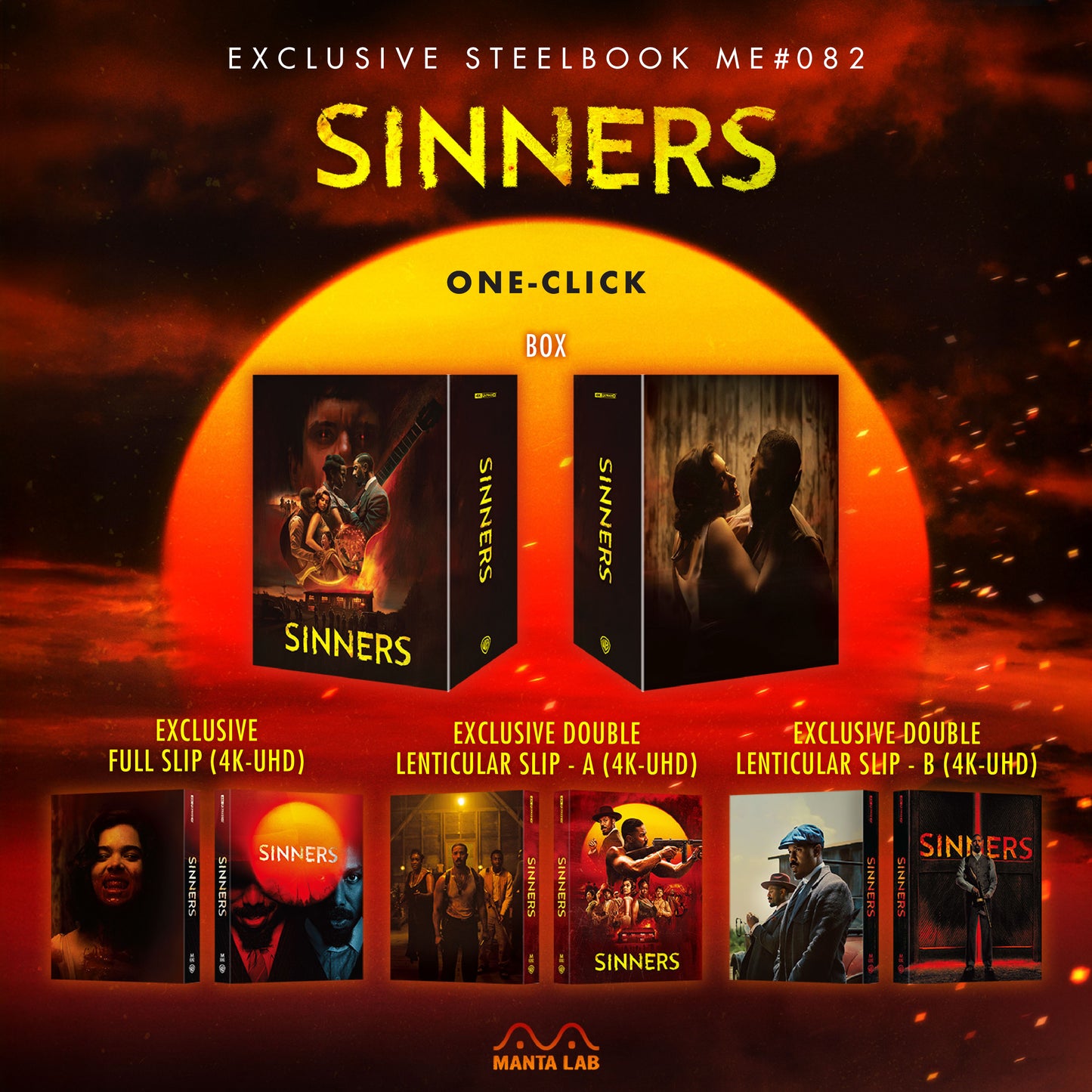 Sinners Steelbook 4K Blu-ray Steelbook Manta Lab Exclusive ME#82 One Click Box Set - PREORDER