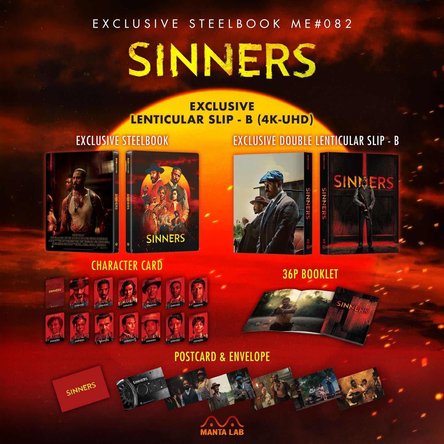 Sinners Steelbook 4K Blu-ray Steelbook Manta Lab Exclusive ME#82 Double Lenticular Full Slip B - PREORDER